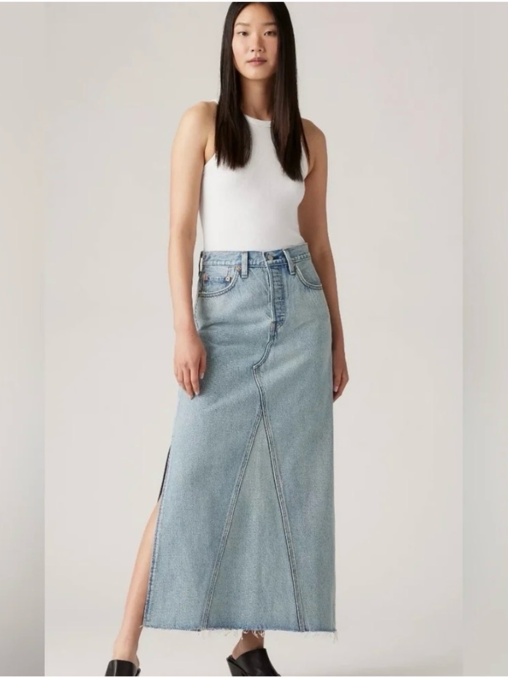 Levi's Light Blue Denim Midi Skirt with Panel Seams size 29